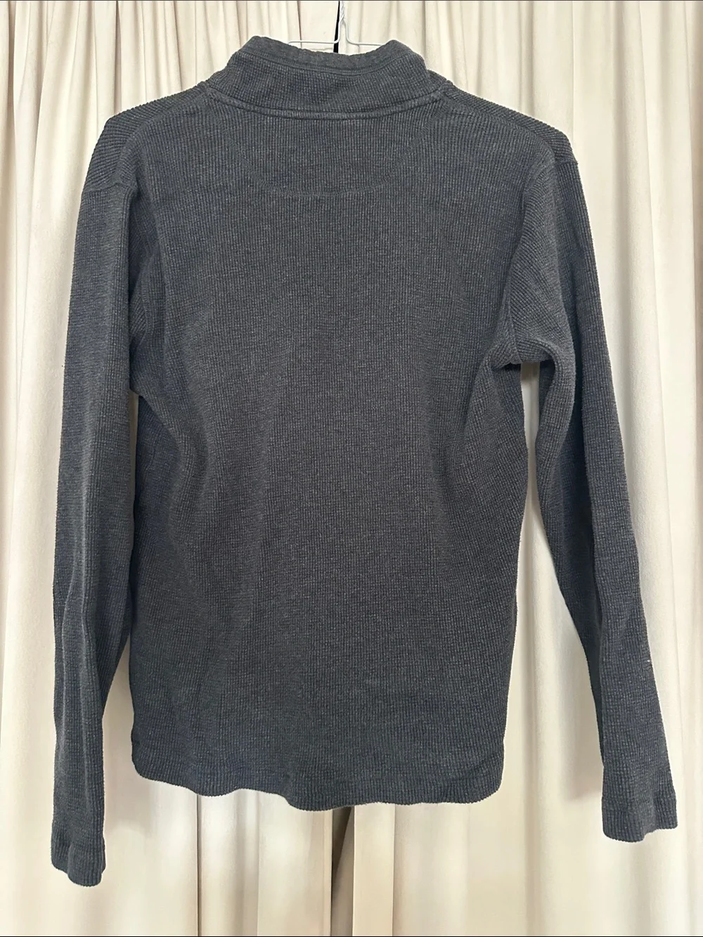 Banana Republic Charcoal Gray Waffle Knit Snap Neck Pullover Sweater S